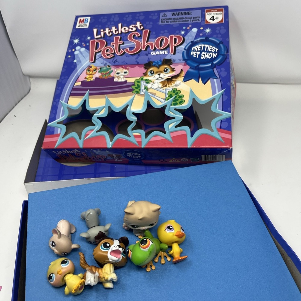 Littlest Pet Shop Board Game Prettiest Pet Show Hasbro 2007 Complete With 7 Pets